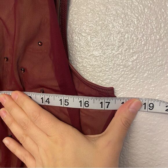 WEISSMAN Dance Costume Burgundy red jumpsuit Mesh Cropped Unitard SM11090 XLA - Picture 11 of 15